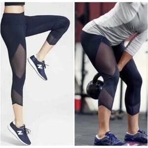 Athleta Mesh Sonar Crop Leggings Blue Gray Size XS